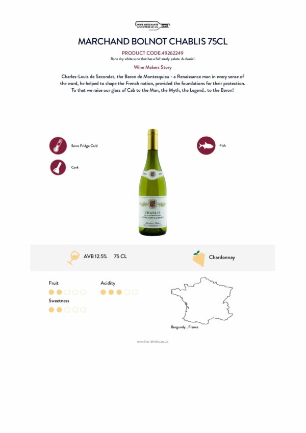 Marchand Bolnot Chablis White Wine 75cl - Image 2