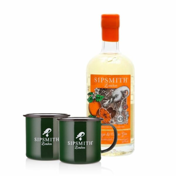 Sipsmith Orange & Cacao Gin 50cl + 2 Free Tin Cups